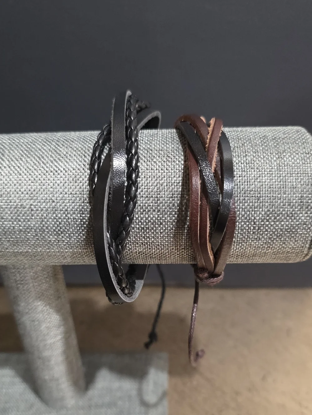 Source Unknown Men's Multi-Strand Leather Bracelets in Black and Brown